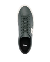 Мужские темно-зеленые низкие кеды от BOSS