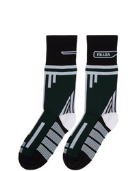 Мужские темно-зеленые носки с принтом от Prada