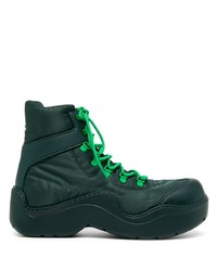 Мужские темно-зеленые рабочие ботинки из плотной ткани от Bottega Veneta