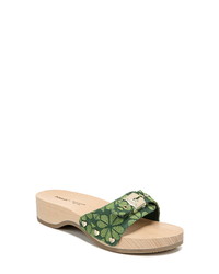 Темно-зеленые сандалии на плоской подошве из плотной ткани