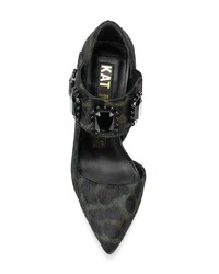 Темно-зеленые туфли из ворса пони с украшением от Kat Maconie