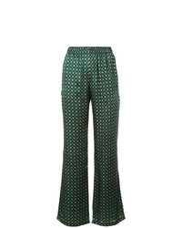 Темно-зеленые шелковые широкие брюки с принтом от Faith Connexion