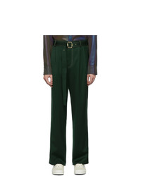 Темно-зеленые шерстяные брюки чинос