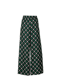 Темно-зеленые широкие брюки с принтом от La Doublej