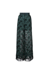 Темно-зеленые широкие брюки от Sacai