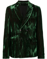 Мужской темно-зеленый бархатный двубортный пиджак от Ann Demeulemeester