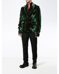 Мужской темно-зеленый бархатный двубортный пиджак от Ann Demeulemeester