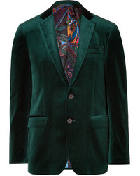 Темно-зеленый бархатный пиджак