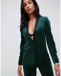 Женский темно-зеленый бархатный пиджак от ASOS DESIGN
