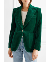 Женский темно-зеленый бархатный пиджак от Gucci