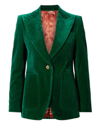 Женский темно-зеленый бархатный пиджак от Gucci