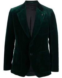 Мужской темно-зеленый бархатный пиджак от Lardini