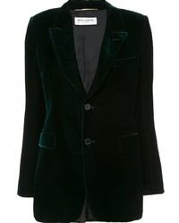 Женский темно-зеленый бархатный пиджак от Saint Laurent