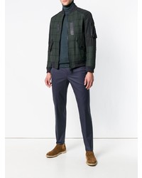 Мужской темно-зеленый бомбер в шотландскую клетку от Etro