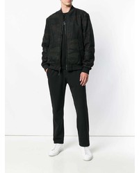 Мужской темно-зеленый бомбер с камуфляжным принтом от Woolrich