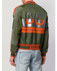 Мужской темно-зеленый бомбер с принтом от Dolce & Gabbana