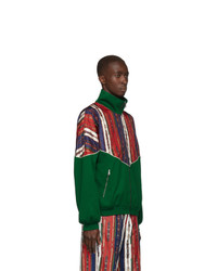 Мужской темно-зеленый бомбер с принтом от Gucci