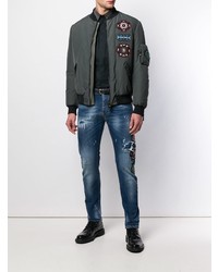 Мужской темно-зеленый бомбер от Frankie Morello