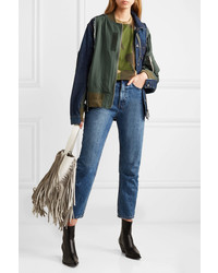 Женский темно-зеленый бомбер от Sacai