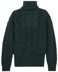 Темно-зеленый вязаный вязаный свитер