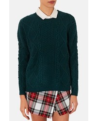 Темно-зеленый вязаный свитер