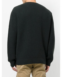 Мужской темно-зеленый вязаный свитер с круглым вырезом от Closed