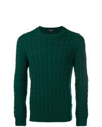 Мужской темно-зеленый вязаный свитер от Fay