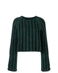 Женский темно-зеленый вязаный свитер от MM6 MAISON MARGIELA