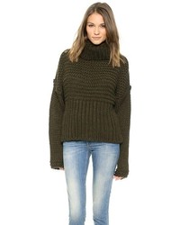 Темно-зеленый вязаный свободный свитер от Acne Studios