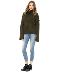 Темно-зеленый вязаный свободный свитер от Acne Studios