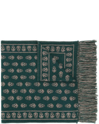 Женский темно-зеленый вязаный шарф от Alexander McQueen