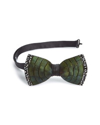 Темно-зеленый галстук-бабочка с принтом