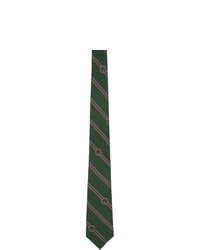 Мужской темно-зеленый галстук в горизонтальную полоску от Gucci