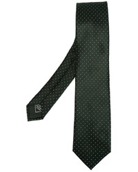 Мужской темно-зеленый галстук в горошек от Brioni