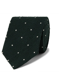 Мужской темно-зеленый галстук в горошек от Drake's
