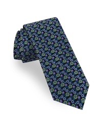 Темно-зеленый галстук с цветочным принтом
