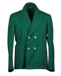 Темно-зеленый двубортный пиджак