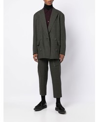 Мужской темно-зеленый двубортный пиджак в клетку от Kolor