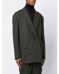 Мужской темно-зеленый двубортный пиджак в клетку от Kolor