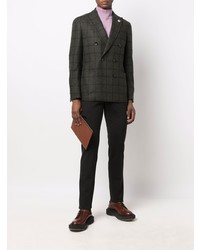 Мужской темно-зеленый двубортный пиджак в клетку от Lardini