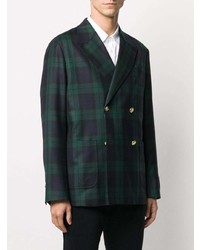 Мужской темно-зеленый двубортный пиджак в шотландскую клетку от Tommy Hilfiger