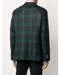 Мужской темно-зеленый двубортный пиджак в шотландскую клетку от Tommy Hilfiger