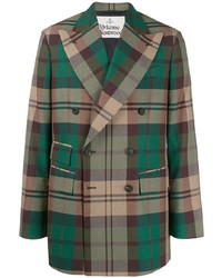 Мужской темно-зеленый двубортный пиджак в шотландскую клетку от Vivienne Westwood