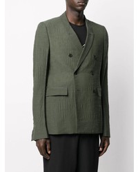 Мужской темно-зеленый двубортный пиджак от Rick Owens