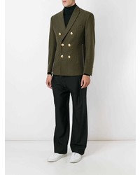 Мужской темно-зеленый двубортный пиджак от Palm Angels