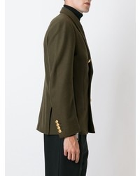 Мужской темно-зеленый двубортный пиджак от Palm Angels