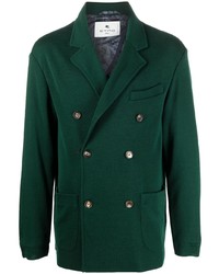 Мужской темно-зеленый двубортный пиджак от Etro