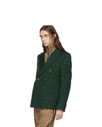 Мужской темно-зеленый двубортный пиджак от Gucci