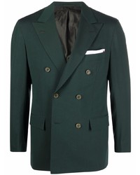Мужской темно-зеленый двубортный пиджак от Kiton
