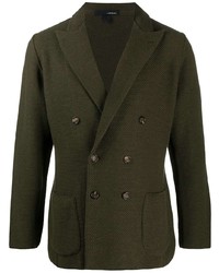 Мужской темно-зеленый двубортный пиджак от Lardini